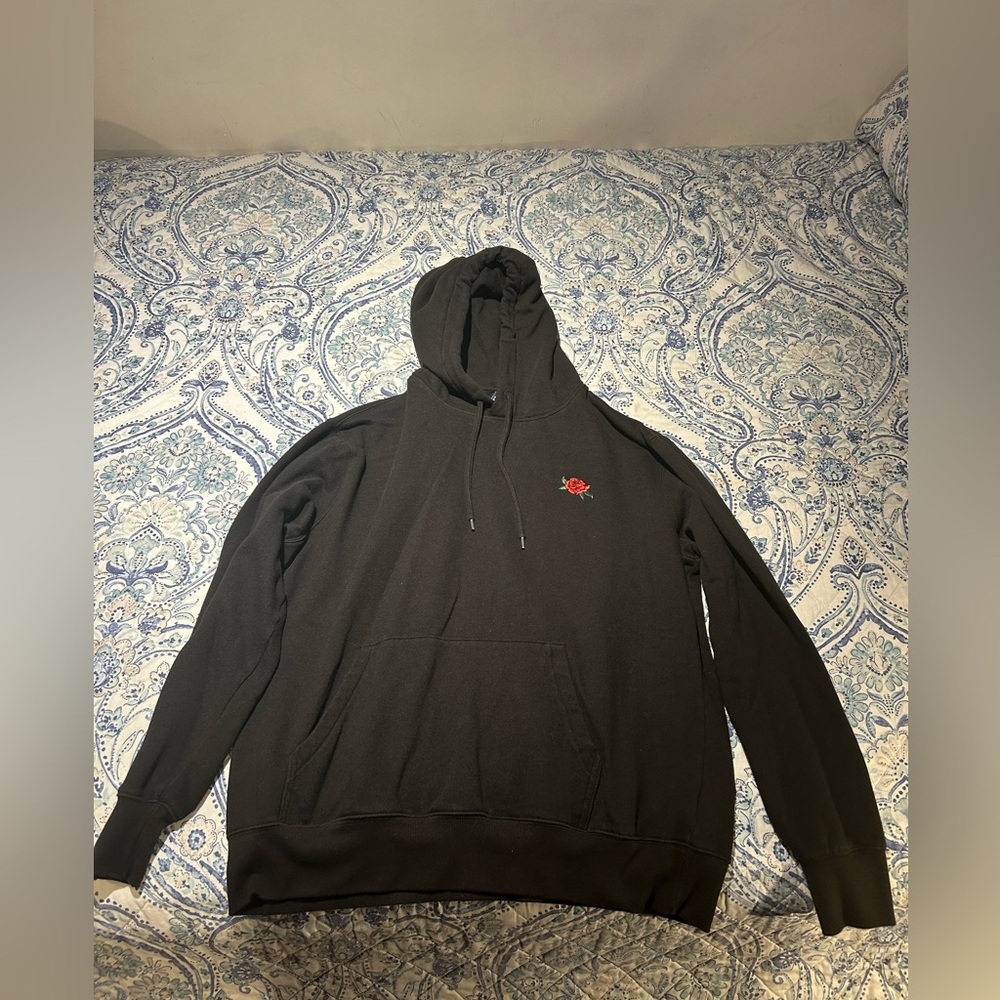 Black sweater red rose design